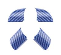 Vuzmode 4 pezzi/set in fibra di carbonio auto interno volante copertura adesivo, for Ford, for Focus, MK2 2005-2011 accessori decorativi Adesivo per volante(Carbon fiber blue)