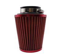 Vuzmode Filtro aria auto Cono aspirazione pulita Cono rotondo ad alto flusso Filtro aria auto Kit induzione Maglia sportiva ad alta potenza Filtro dell'aria abitacolo(76mm Red)
