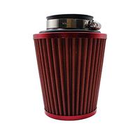 Vuzmode Filtro aria auto universale da 3" cono rotondo ad alto flusso, filtro con aspirazione pulita, kit di induzione, maglia sportiva alta potenza Filtro aria per auto(65mm Red)