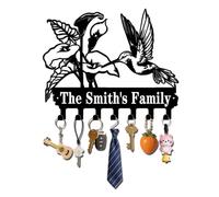 VUZUCOSH Portachiavi in metallo personalizzato con colibrì, Supporto da parete per portachiavi personalizzato, Ganci con nome personalizzato, Regali per gli amanti dei colibrì, Regalo di inaugurazione
