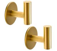 Vuzvuv Confezione da 2 ganci autoadesivi per asciugamani, resistenti, impermeabili, per appendere alla parete, per bagno, doccia, cucina, hotel, in acciaio inox SUS304, ottone spazzolato