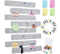 Vuzvuv Light Gery, 8 bacheca in sughero, piccole bacheca in feltro, autoadesive, con 35 spille per appendere foto, orari, bacheca, bacheca in feltro, decorazione da parete per appunti, ufficio