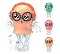 VVancha Tech Giocattolo a Forma di Medusa Danzante, Giocattoli Elettrico per Meduse striscianti, Giocattolo per Gattonare con Luce e Suono, Giocattoli interattivo Tummy Time To (Arancione Brillante)