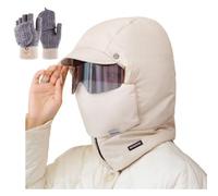 VVAULT Agriculturi - Cappuccio impermeabile foderato in pile, 2026, nuovo cappello 3 in 1 per agricoltura, maschera antivento da sci per sci ed escursionismo, Albicocca, Taglia unica