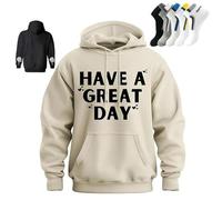 VVAULT Felpa con cappuccio con dita medie, con scritta "Have a Great Day", felpa con cappuccio con scheletro per Halloween, sarcastica divertente, cachi, S
