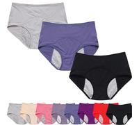 VVAULT Mutandine a vita alta a prova di perdite, confezione da 3/5/8 senza perdite, biancheria intima da donna, mutandine per incontinenza per donne, 3 pezzi - 2, L