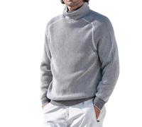 VVAULT Pacificozy - Maglione invernale semplice e alla moda, a collo alto, casual e confortevole, a costine, con collo a lupetto, grigio, M