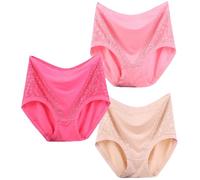 VVAULT Sofilace - Mutandine eleganti e confortevoli a tenuta stagna per anziani, biancheria intima da donna, in cotone, mutandine per controllo della pancia, 3 pezzi, 3 pezzi - 6, XXL