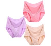 VVAULT Sofilace - Mutandine eleganti e confortevoli a tenuta stagna per anziani, biancheria intima da donna, in cotone, mutandine per controllo della pancia, 3 pezzi, 3 pezzi - 8, XXL