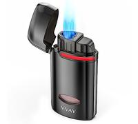 VVAY-Lighter Accendino Sigari Triple Jet Flame, Accendino Antivento Gas Ricaricabile, Venduto Senza Gas