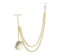 VVCome Catena da uomo fatta a mano Albert orologio da tasca catena con medaglione ciondolo festa del papà classico design T-bar argento placcato oro doppia catena, Large, Ottone, Nessuna pietra