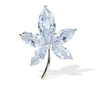 VVCome Spilla a forma di foglia d'acero con zirconia cubica, spilla a forma di fiore, per sciarpe, cappelli, scialle, maglioni, matrimoni, feste, gioielli, Metallo Cristallo, Zirconia cubica