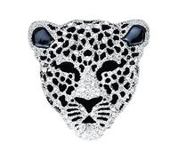 VVCome Spilla a forma di leopardo con conchiglie di cristallo vintage, spilla da bavero con strass, gioiello per uomo e donna, Ottone, metallo, strass, conchiglia, Cristallo