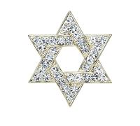 VVCome Spilla a forma di stella di David, con strass, spilla spirituale, Metallo Cristallo, Cristallo