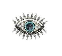 VVCome Spilla retrò con occhio del malocchio, alla moda, unica, con perle di cristallo, astratti, spille da donna, regalo per gioielli da sposa, Rame placcato oro 18 carati, cristallo, perle finte