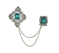 VVCome Spilla vintage con catena a forma di fiore con perle di cristallo e foglia dorata, spilla da bavero con nappa, accessori per feste e regali di nozze, rame, perle, strass, Cristallo