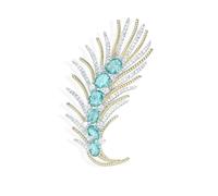 VVCome Spilla vintage dorata a forma di piuma, spilla a forma di foglia, per donne e uomini, Metallo, Cristallo