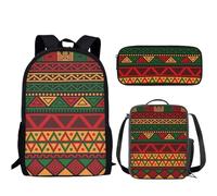 VVCPVDXCI Cultura tribale africana, set da 3 pezzi, borsa per libri, zaino, astuccio, contenitore per il pranzo per adolescenti, ragazzi e ragazze, Nero , m