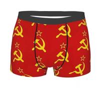 VVCPVDXCI Mutandine in cotone con motivo falce e martello, boxer da uomo, 2 pezzi, Colore unico, Black_Large