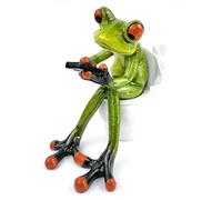 VVGIFTS Statuetta a forma di rana, divertente, creativa, in resina, scultura a forma di rana, per casa, ufficio, scrivania, tavolo, bagno, ornamento regalo (rana seduta sul bagno)