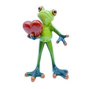 VVGIFTS Statuette a forma di rana, decorazione divertente e creativa, in resina, statua a forma di rana, per casa, ufficio, scrivania, tavolo, bagno, ornamento regalo (rana che tiene il cuore)