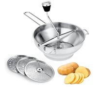 vvhippo Passaverdure in Acciaio Inox con 3 Setacci e Pelapatate | Rimovibile Passaverdura per Zuppe, per passare frutta, verdura, Lavabile in Lavastoviglie
