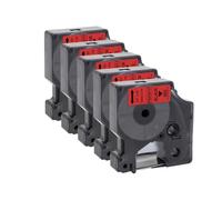 VVHKMSIL 5pcs 45013 12 mm d1 nastro compatibile con etichetta 160 280 stampanti nastro per stampanti per 45010 45016 45018(Black on Red)