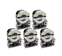 VVHKMSIL Etichette 5pcs SS18KW 5WBN ST18KW SC18RW SC18YW Works con LW-C410 LW-400 LW-600P Etichetta compatibile(Black on Clear)