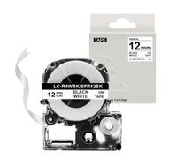 VVHKMSIL Nastro a nastro satinato da 12 mm SFR12SK per etichetta compatibile con SFR12RZ SFR12PK SFR12ZK SFR12PZ SFR12SZ funziona con la stampante 'etichetta LW-300(Black on White)