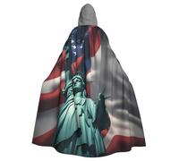 vvhmghda Mantello unisex con stampa della bandiera della libertà con cappuccio, costume da festa, mantello di Halloween, mantello per feste a tema.