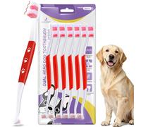 VVHOMIFE Spazzolino da denti per cani, doppia testa, per cani di taglia | Setole morbide per una pulizia delicata, setole curve a 60° per una migliore copertura, comode per gengive sensibili