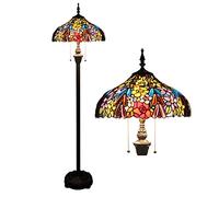 VVHUDA Lampada da terra in vetro fatta a mano in stile Tiffany di lusso antico pastorale con perline rosa da 16 pollici small gift