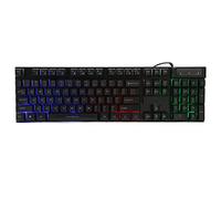 VVHUDA Tastiera meccanica da gioco, 104 tasti cablati Tastiera da gioco USB ergonomica con effetto di illuminazione RGB regolabile, per giochi da lavoro con laptop da casa, layout(nero) small gift