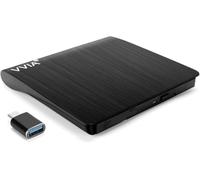 vvia Unità CD/DVD esterna, portatile USB 3.0 Tipo-C CD +/-RW, lettore DVD per masterizzatore ROM per laptop desktop, compatibile con Windows 7/8/10/11 Mac MacBook Pro/Air Linux OS-Black