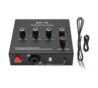 Vvikizy AMP Microfono, Preamp di Microfono per MIC DYNAMIC Condenser MICS 48V Potenza da 60DB MIC GEAD PRE AMP con XLR 3,5 Mm da 6,35 Mm di Uscite per Home Studio (Con cavo da 3,5 mm)