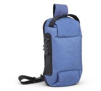 Vvikizy Borsa a tracolla antifurto, borsa a tracolla da uomo con chiusura a combinazione, borsa a tracolla con tasche multifunzionali, foro per cuffie per sport all'aria aperta, Blu, 1
