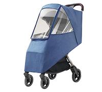 Vvikizy Copertura di Pioggia del Passeggino Universale, Copertina Passeggino per Passeggino per Via di Viaggio per Bambini con Tessuto Trasparente Trasparente per la Maggior Parte dei (Blu di lino)