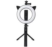 Vvikizy Mini Bastone per Selfie con Luce per Orecchie di Gatto, Design con Treppiede Pieghevole per Video di Famiglia e Insegnamento Online, Controllo Wireless Bluetooth, 1 Pezzo