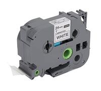 Vvikizy Nastro per Etichette Bianco su Nero da 24 Mm, Nastro per Etichette Largo 24 Mm e Lungo 8 M Nero su Bianco, Inchiostrazione Uniforme, Ricariche di Ricambio per Etichettatrici con