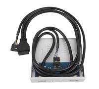 Vvikizy Pannello Frontale Unità Floppy, Hub Pannello Frontale USB 3.0 con di Interfaccia frequenza del suono HD da 19 Pin a USB 3.0, per Case di Computer (Argento Bianco)