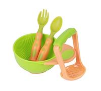 Vvikizy Set di Cucchiai per Ciotola per L'alimentazione del Bambino, Ciotola per Schiacciapatate Facile da Afferrare per Neonati, Arancione e Verde (Modello in colori misti verde arancio)