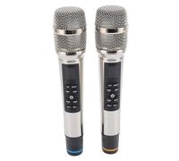Vvikizy Set di Microfoni Wireless Professionali con Microfono Dinamico Riverbero UHF a 48 canale, Uscita Esterna, Portata 30 M, per Canto Karaoke in Home Theater