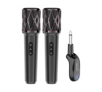 Vvikizy Set Microfono Wireless Portatile Suono Ad Alta fedeltà con Doppia Riduzione del Rumore per Eventi di Parlare in Pubblico ABS Nero 6,9 * 1 Pollice (1 a 2)