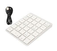 Vvikizy Tastiera Numerica, 28 Tasti Mini USB Ricaricabile Cablata in Lega di Alluminio con Design a Prova, Mini Tastiera Portatile per Computer (Argento Bianco)