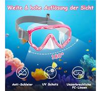 Vvinca Set da snorkeling per bambini dai 4 ai 14 anni in su, con boccaglio, set da immersione, per ragazze, ragazzi, 180°, anti-appannamento, regolabile, elastico, maschera da snorkeling, rosa