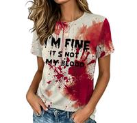 VVNTY Maglietta a maniche corte da donna con scritta in inglese "I'm OK It's Not My Blood", a maniche corte, sangue 1, S
