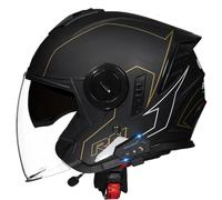 VVPEC Casco Moto Jet Bluetooth Integrato Mezzo Casco,Vintage Scooter Jet Cascos,ECE Omologato con Doppia Visiera Caschi da Moto con Microfono Speaker per Donna e Uomo Adulto(14,XL=61~62cm)