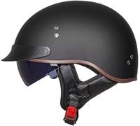 VVPEC Mezzo Casco retrò Moto Jet Caschi ECE Omologato, Demi-Jet Casco Scodella con Pare-Soleil Rétractable per Elicottero da Pilota Chopper Vintage per Moto Cruiser(10,XL(61~62CM))