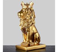 VVW&LIU Statua Moderna in Resina di Animali Corona d'oro Statuetta di Leone Nero per la Decorazione Domestica Accessori per Soggiorno Scrivania Decorazioni per la casa,Oro,Large 14 Pollici