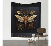 VVXBHGR Arazzo decorativo, 152,4 x 129,5 cm, con deliziose stampe di libellule dorate, morbido, resistente, delicato sulla pelle, leggero, da appendere alla parete, per interni ed esterni